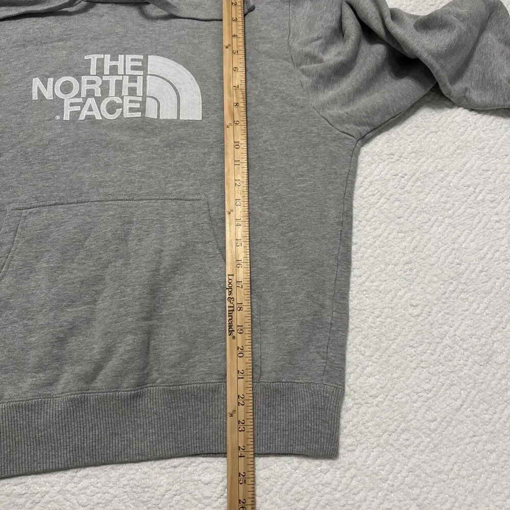 The North Face Hoodie Mens Medium Gray Pullover Sweatshirt Big Logo Grey